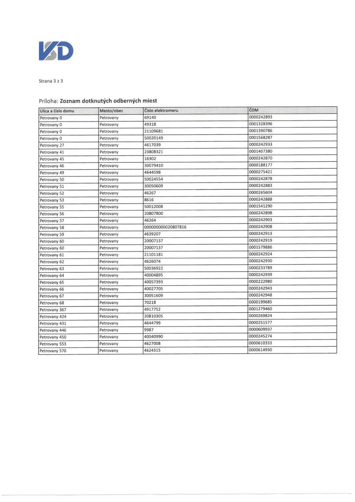 Prerušenie distribúcie elektriny 18.11.2025